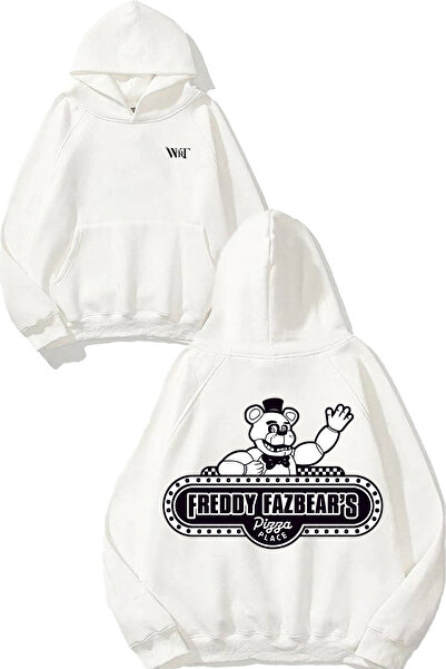 THEWERT Hanorac alb cu glugă cu imprimeu pe spate Five Nights At Freddy's 4 D...