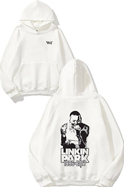 THEWERT سويت شيرت بقلنسوة أبيض اللون بتصميم لينكين بارك 1996 2017 مطبوع على الظهر