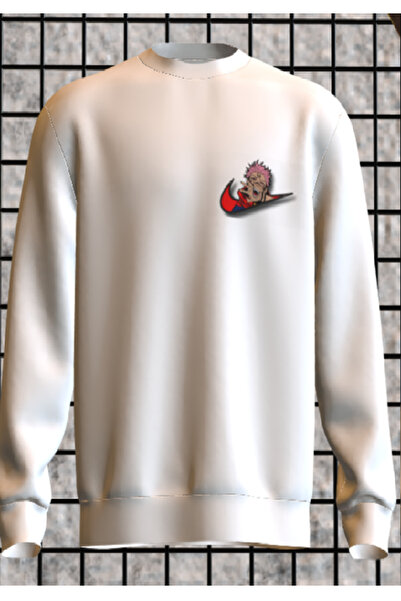 Sukuna Unisex Oversize Anime Nakışlı Sweatshirt