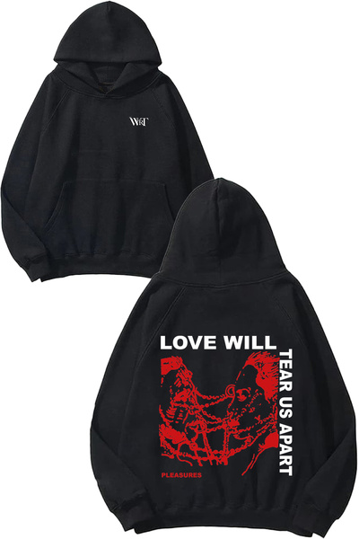 THEWERT Lil Peep Love Will Tasarım Sırt Baskılı Siyah Kapüşonlu Sweatshirt
