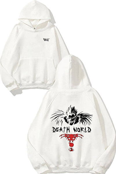 THEWERT سويت شيرت أبيض بقلنسوة مطبوع عليه تصميم مخيف من Horror Fiend Spooky