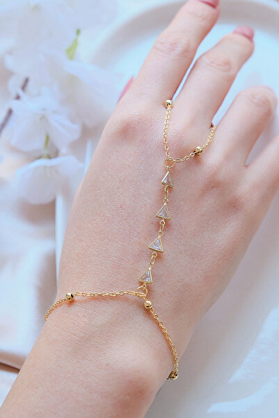 AURRARİ Gold Zirkon Taşlı Ucgen Şahmeran