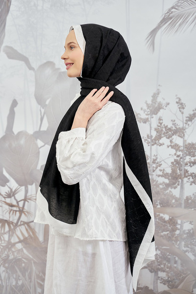 ARMANDA Zincir desenli Monogram Şal - Siyah