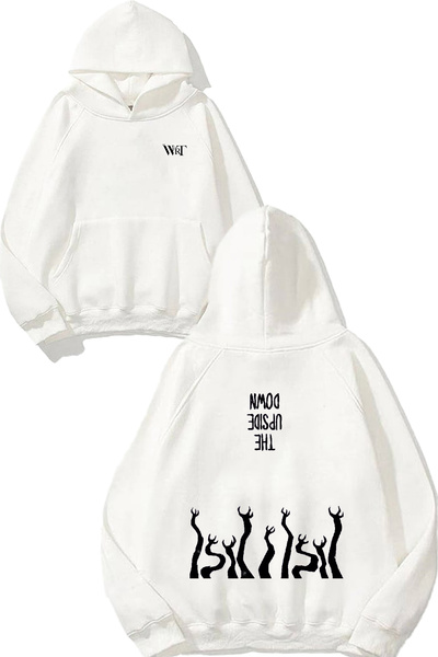 THEWERT Hanorac alb cu glugă cu imprimeu pe spate Stranger Things 6