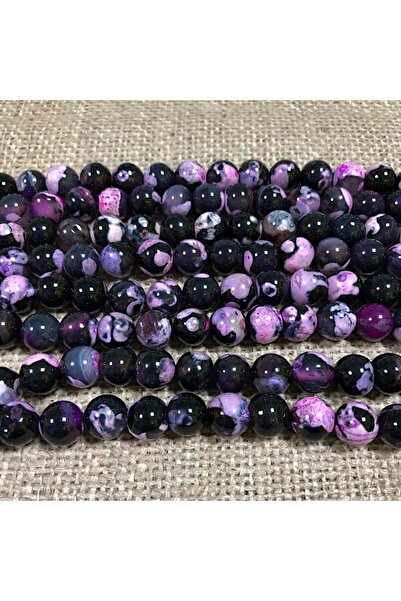 SESİKA HOBİ Оригинален естествен камък клас А, черен розов, 8 мм, 1 комплект