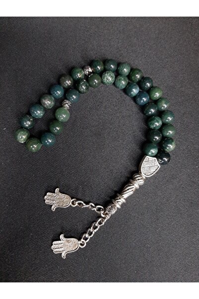 MRYart سبحة مصممة من الحجر الطبيعي على شكل حجر العقيق الأخضر