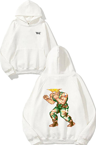 THEWERT سترة بيضاء بقلنسوة مطبوعة بتصميم ملصقات ستريت فايتر