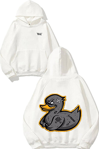 THEWERT Bad Duck Design Leđa Štampano Bela Sa kapuljačom Dukserica