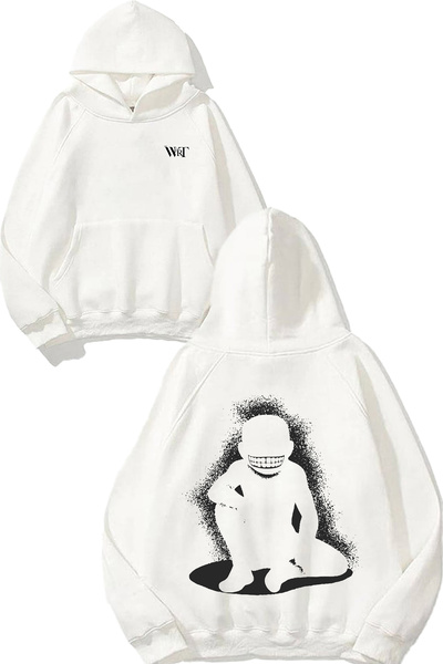 THEWERT Hanorac alb cu glugă cu imprimeu pe spate The Truth 1 Design