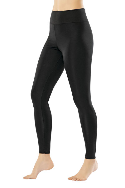 Sereia Women's High Waist Diver Style Long Model Leggings Single Black - Black - Sreiakov-4R08N6-Si