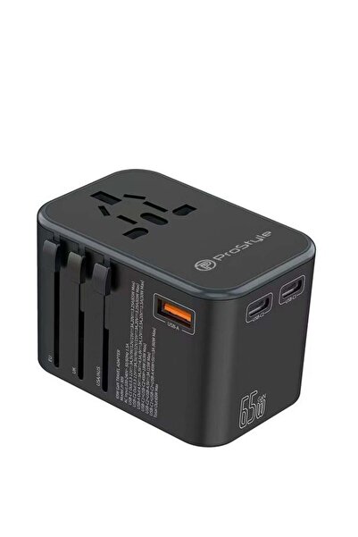 Prostyle محول سفر عالمي 65 وات متعدد المقابس مع منفذي USB A ومنفذ USB C شاحن سريع