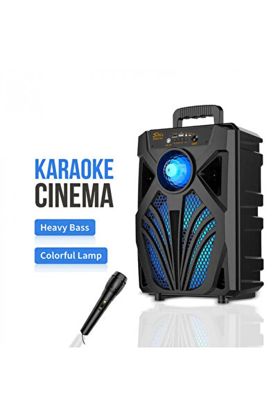 Smartio Portable Wireless Speaker with 8-inch Subwoofer, Colorful LED Lights, and Microphone