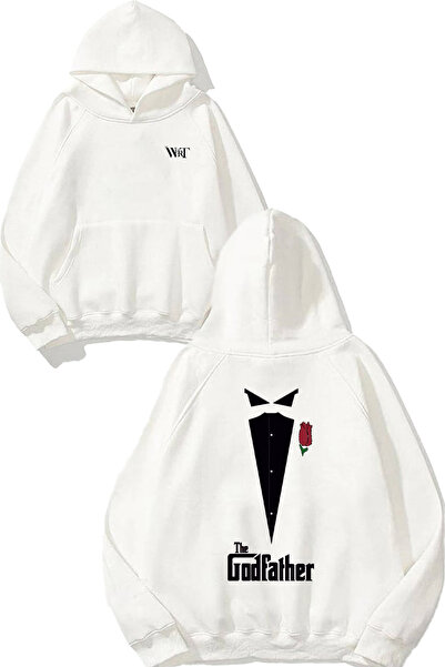 THEWERT Hanorac alb cu glugă cu imprimeu pe spate The Godfather Red Rose