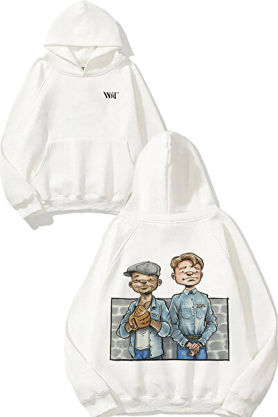 THEWERT Hanorac alb cu glugă cu imprimeu pe spate cu desen de The Price of Bo...