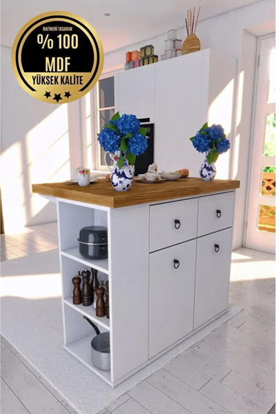 WHOGR Ceviz Renkli Katlanabilir Mutfak Masası – Dolaplı, Çok Amaçlı, Pratik Kullanım