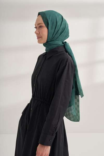 ARMANDA Dama desenli Monogram Şal - Zümrüt