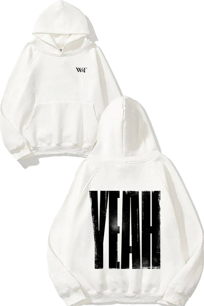 THEWERT Да Дизайн С гръб с печат Бяла суитшърт с качулка