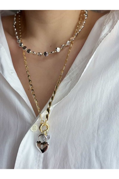 CHARMLUCKY KALP-KİLİT MİX UZUN KOLYE