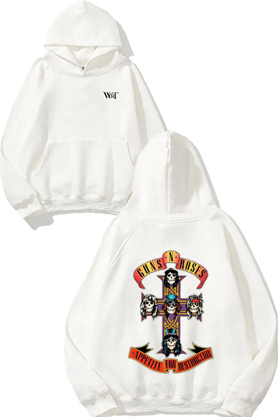 THEWERT Guns N' Roses Rock Music 1 Дизайн с печат на гърба Бяла суитшърт с ка...