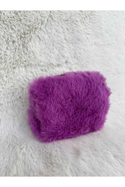 AyKoş aksesuar MOR PELUŞ PRATİK MİNİ CÜZDAN MAKYAJ ÇANTASI ANAHTARLIK SİGARA ÇAKMAK ÇANTASI