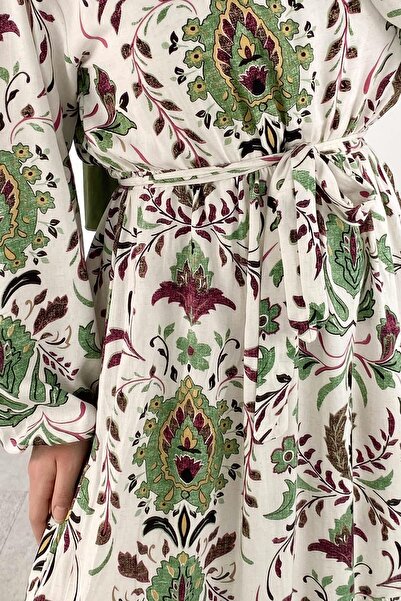 lamelif Floral Pattern Dress Mint Green