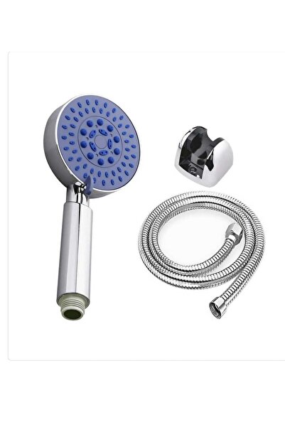 KAHEY Kaliteli 5 Fonksiyonlu Büyük Boy Krom Duş Başlığı 150cm Örgülü Hortumlu...