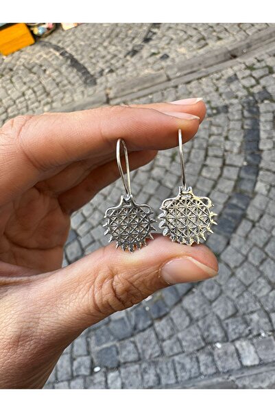 hayaltasari Küçük Hitit Güneşi Gümüş Küpe 925 Ayar