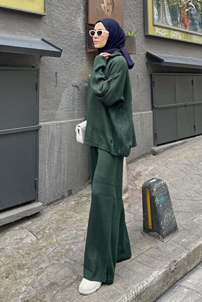 lamelif Thessaloniki Trousers Hijab Set Emerald Green