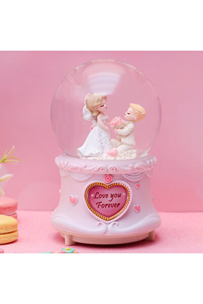 Livava Büyük Aşk Büyük Boy Kar Küresi Işıklı, Müzikli, Püskürtmeli, Pembe, 16X12