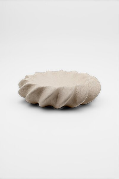 BOHEMORE Fjora Bej Dokulu Bohem Seramik Obje Tabak (23x7 cm)