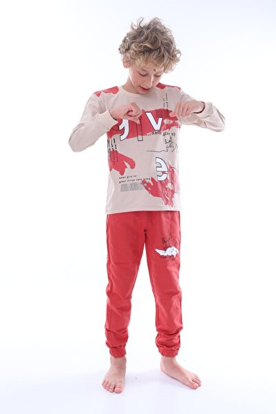 İsobel İDEAL SEPET-Give Desenli %100 Pamuk Erkek Çocuk Pijama Takımı 24037