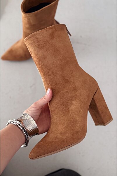 I Love Shoes Lior Topuklu Kadın Bot Taba Süet