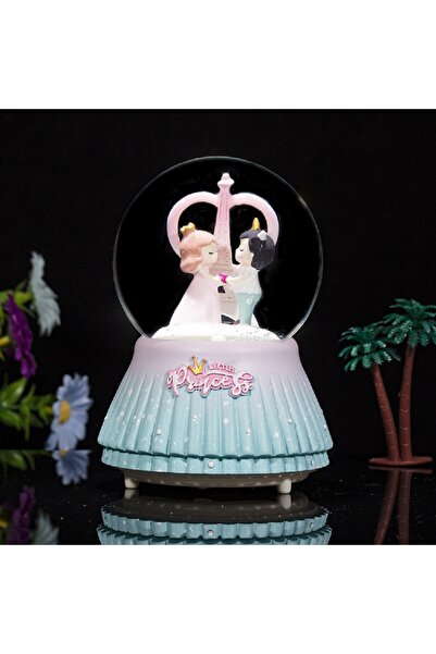 Livava Yüzüklü Büyük Boy Kar Küresi Işıklı, Müzikli, Püskürtmeli, Renkli, 16X12