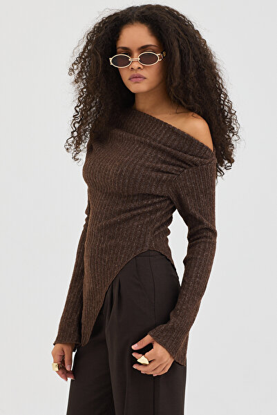 Eco Sense Bluză pentru femei, cu un singur umăr, cu mânecă lungă, asimetrică,...