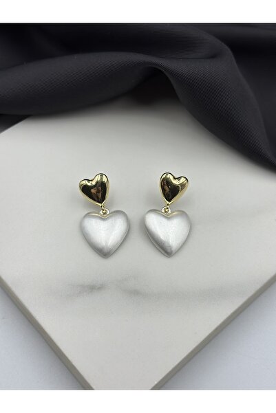 Unzilee الذهب والأبيض المينا القلب استرخى الأقراط