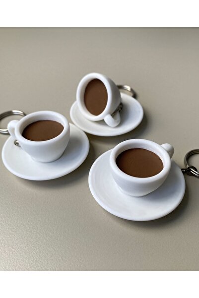 Gonulella Turkish Coffee Cup Keychain Set of 2 / Silver Chain Coffee Cup Charm
