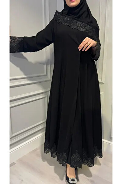 myshaden عباية فاخرة مع تطريز على الأكمام والألواح الأمامية