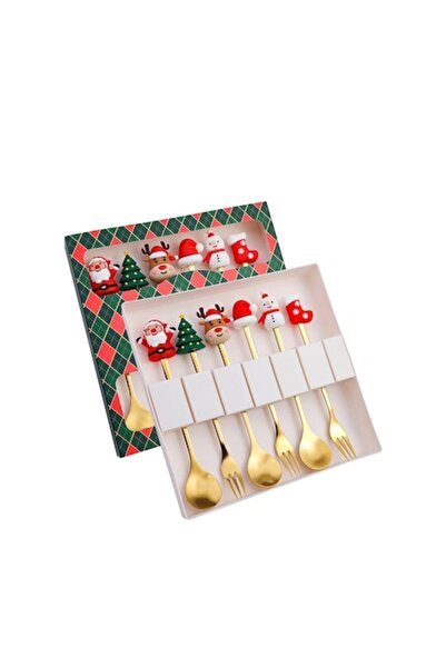 OEM Set of Stainless Steel Spoon and Fork for Christmas - Festive Cutlery with Cute Designs, Perfect Gif