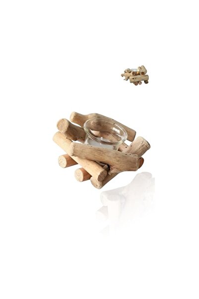 Generic Bukela Wooden Tea Light Candle Holder with Glass Cup for Farmhouse, C...