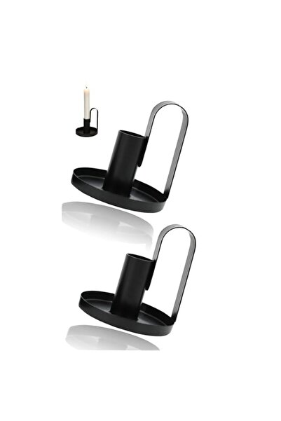 Generic Black Iron Candle Holder Set with Handles, 2 Pcs Elegant Candlelight ...
