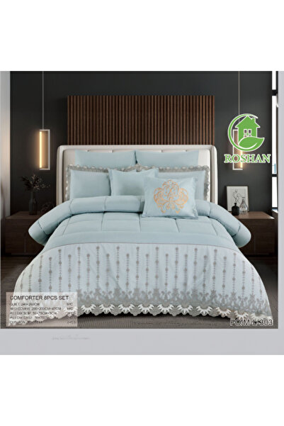 ROSHAN Luxury Lace Bedding Set for Two 8 Pieces