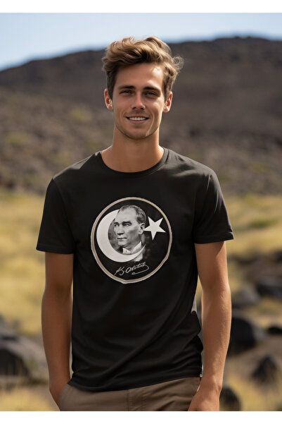 Stil Ανδρικό μπλουζάκι με στάμπα ATATURK, 100% ΒΑΜΒΑΚΙ, ΚΑΝΟΝΙΚΟ ΕΦΑΡΜΟΓΕΙΣΜΟ