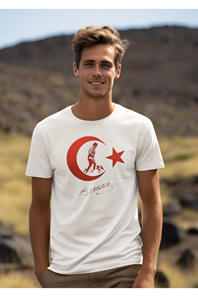 Stil Ανδρικό μπλουζάκι με στάμπα ATATURK, 100% ΒΑΜΒΑΚΙ, ΚΑΝΟΝΙΚΟ ΕΦΑΡΜΟΓΕΙΣΜΟ