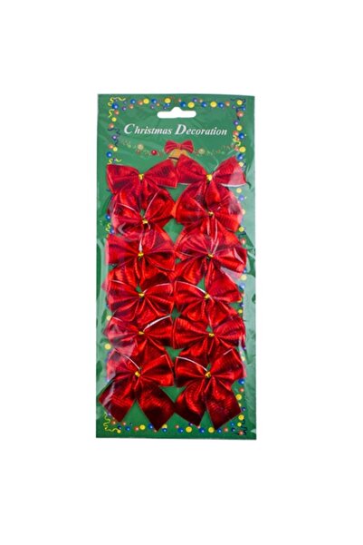 Sezy Yılbaşı Ağacı Süsleme Lüx 12 Adet Simli Fiyonk Yılbaşı Süsleri