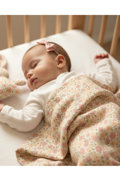 Zezig Vintage Bloom - Green Muslin Blanket