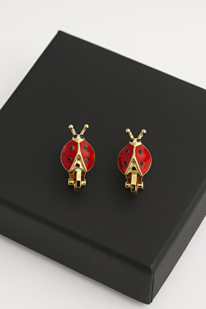 NUVESSA DELİKSİZ KÜPE KULAĞI DELİK OLMAYAN ÇOCUKLAR İÇİN UĞUR BÖCEĞİ TASARIMLI KLİPSLİ ÇOCUK KÜPESİ