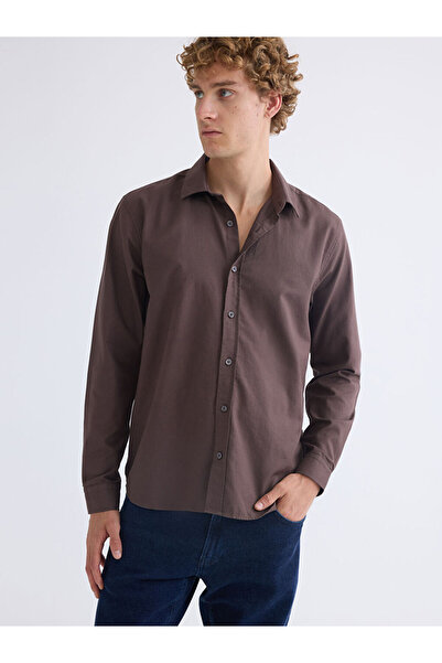 LC Waikiki Rmz Gi̇yi̇m Farkiyla Standard Fit Long Sleeve Gabardine Men's Shirt