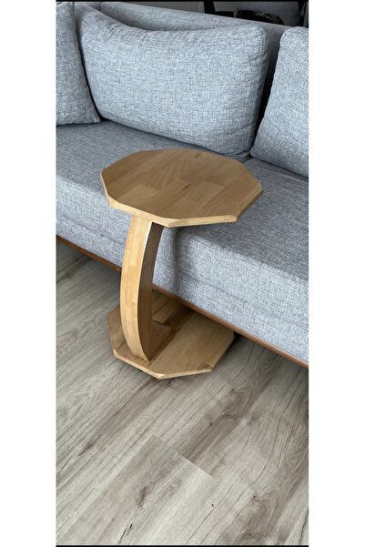 CG HOME Sehpa Doğal Ahşap Tekerlekli C Sehpa 38x38x55