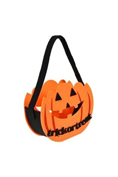 OEM Trick or Treat Basket Orange Felt Pumpkin Shape 17 x 7 x 22 cm