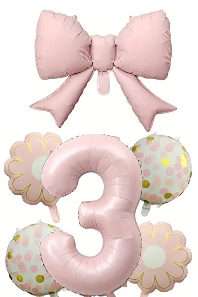 DÜVENCİ TİCARET pembe fiyonk ayçiçeği folyo balon set doğum günü konsepti